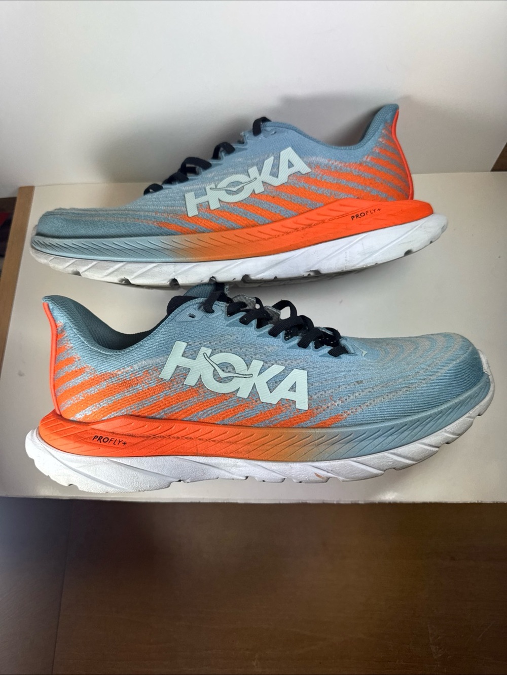 HOKA One One Mach 5 Men’s Size 10.5D Light Blue & Orange Running Shoes - Picture 6 of 12